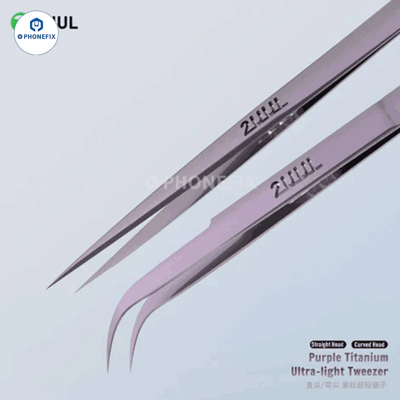 2UUL Non-magnetic Purple Titanium Tweezers Phone PCB Repair Tool - Image 5