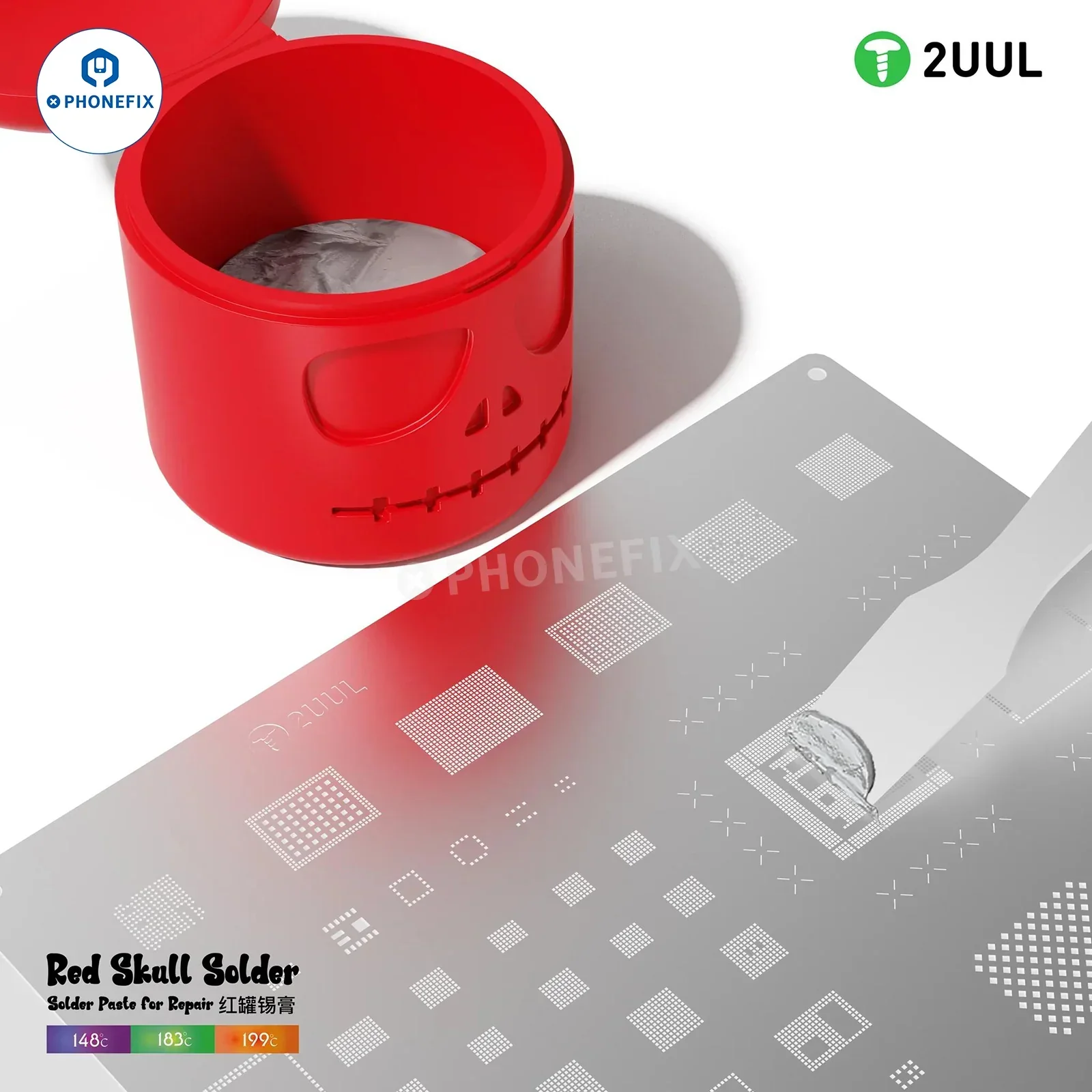 2UUL Red Skull Solder Paste Flux Soldering Repair 148℃ 183℃ 199℃ 50g - Image 3