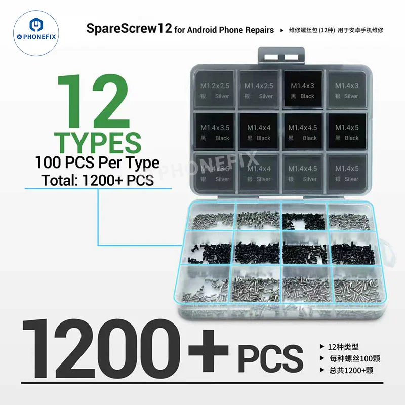 2UUL SC12 SpareScrews Black Silver Phillips Screws for Android Phones - Image 2