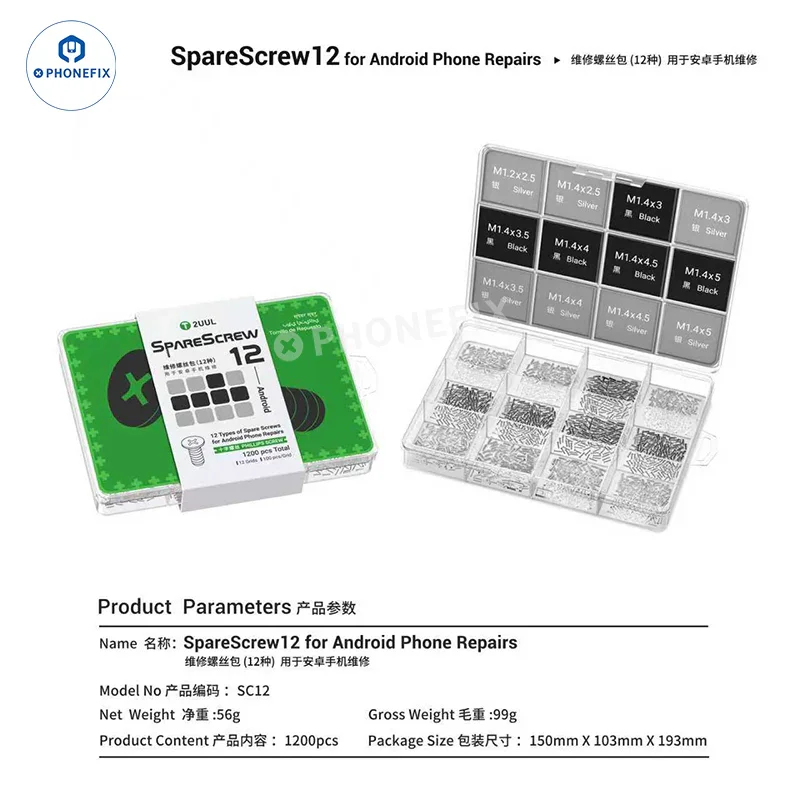 2UUL SC12 SpareScrews Black Silver Phillips Screws for Android Phones - Image 6