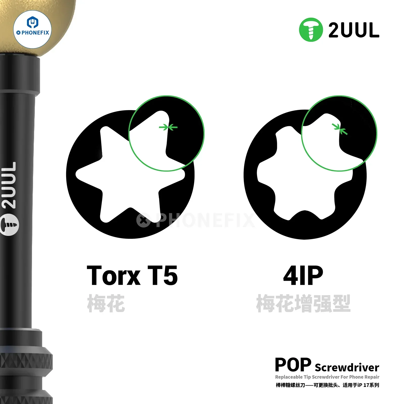 2UUL SD87 POP Screwdriver 4IP Bit for iPhone 17 Teardown Assembly - Image 4