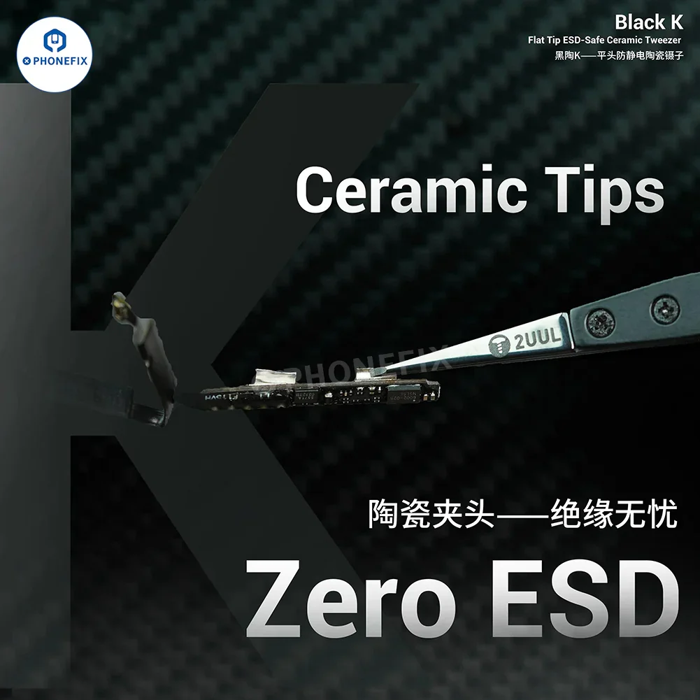 2UUL TW31 Ceramic Tweezers IC Component Disassembly Pickup Tool - Image 5