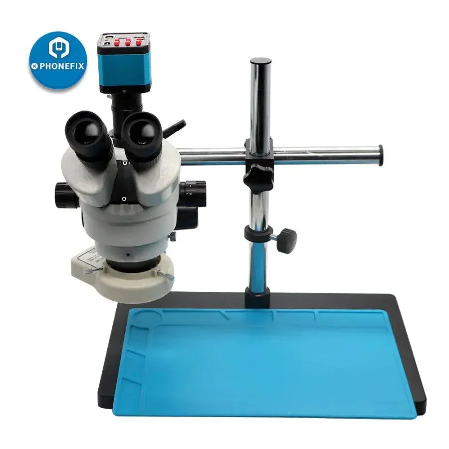 3.5-90X White Trinocular Stereo Microscope With Camera for Phone Soldering - Image 12