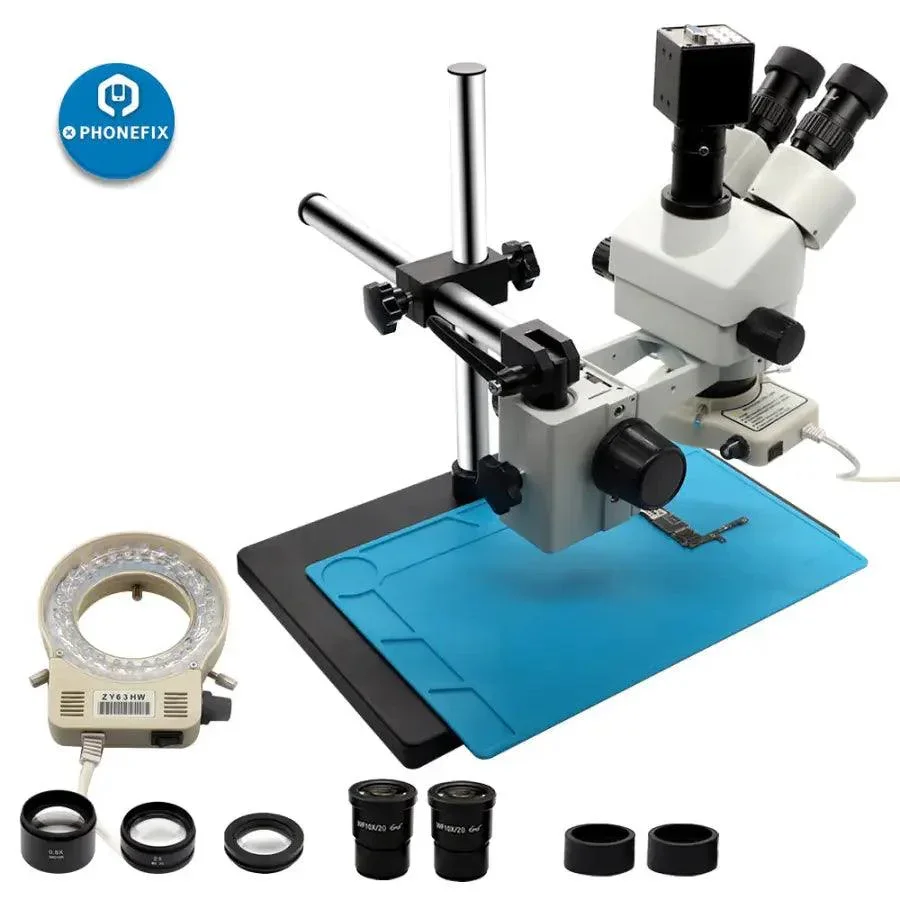 3.5-90X White Trinocular Stereo Microscope With Camera for Phone Soldering - Image 13