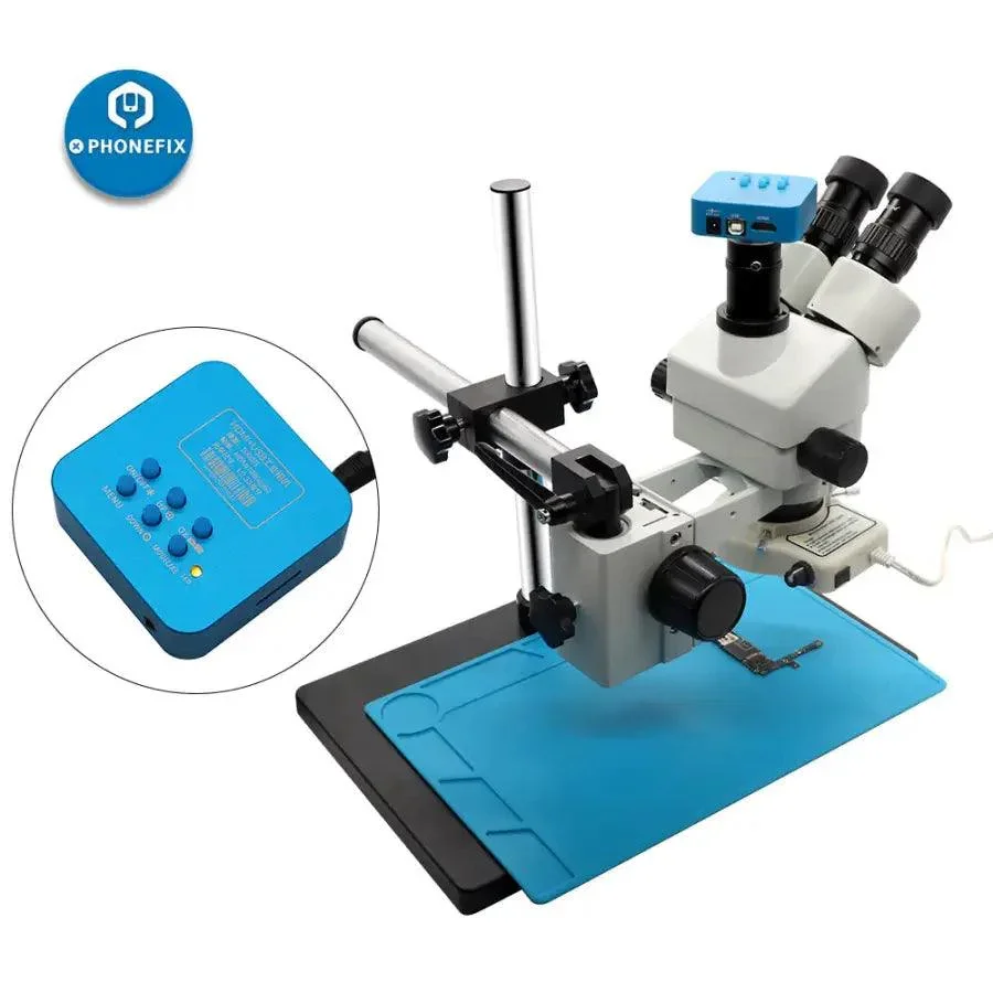 3.5-90X White Trinocular Stereo Microscope With Camera for Phone Soldering - Image 18