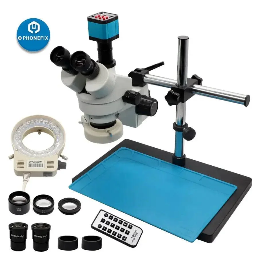3.5-90X White Trinocular Stereo Microscope With Camera for Phone Soldering - Image 2
