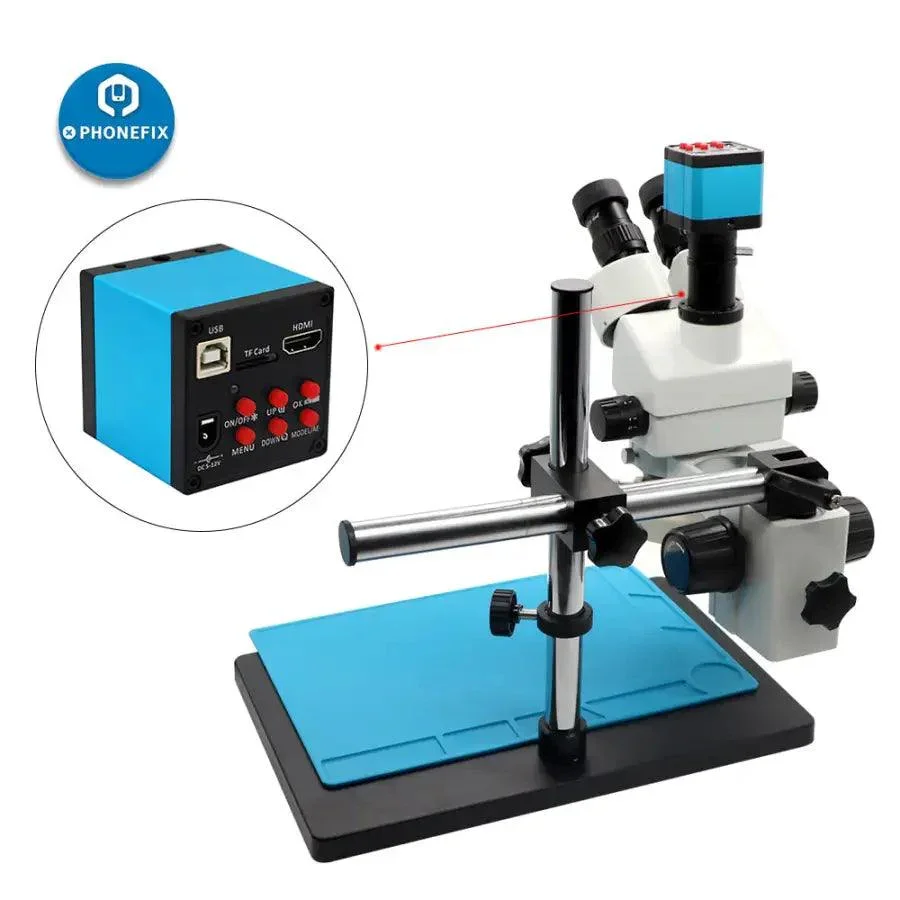 3.5-90X White Trinocular Stereo Microscope With Camera for Phone Soldering - Image 3