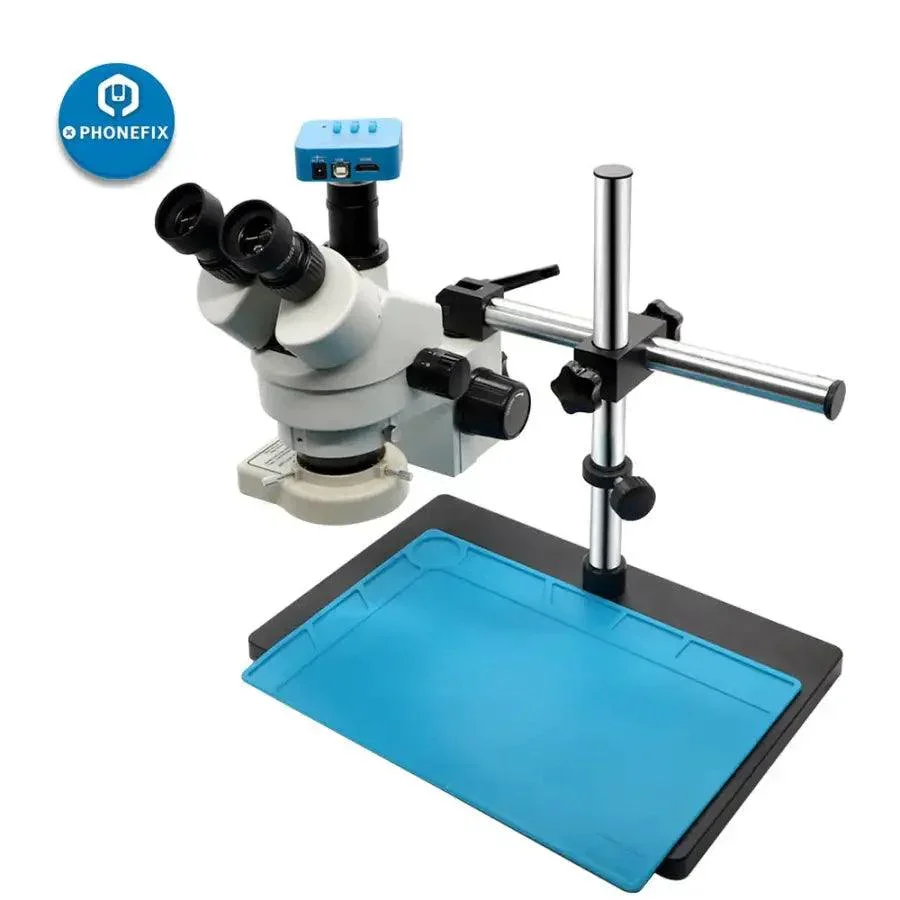 3.5-90X White Trinocular Stereo Microscope With Camera for Phone Soldering - Image 4