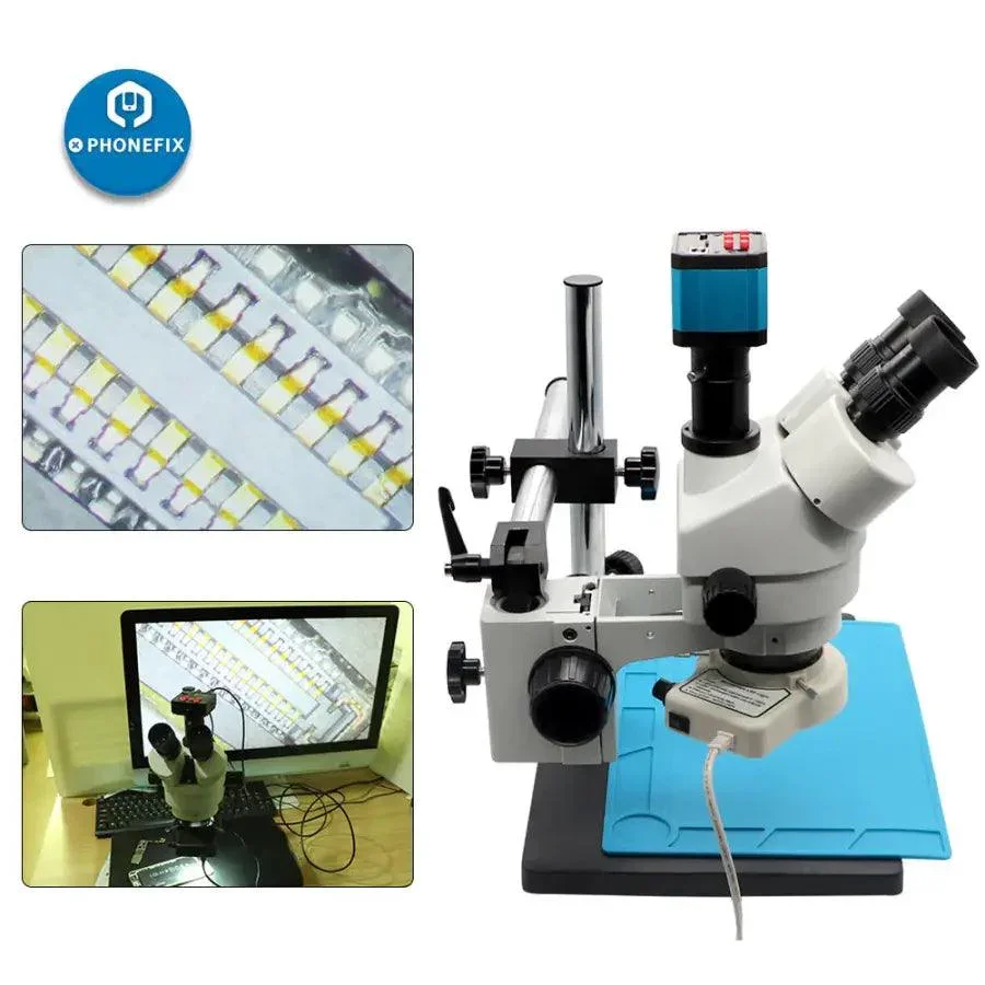 3.5-90X White Trinocular Stereo Microscope With Camera for Phone Soldering - Image 6