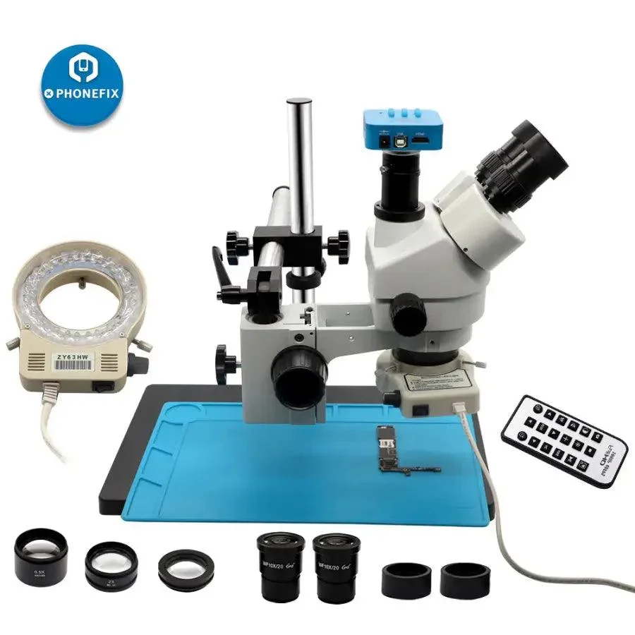 3.5-90X White Trinocular Stereo Microscope With Camera for Phone Soldering - Image 8