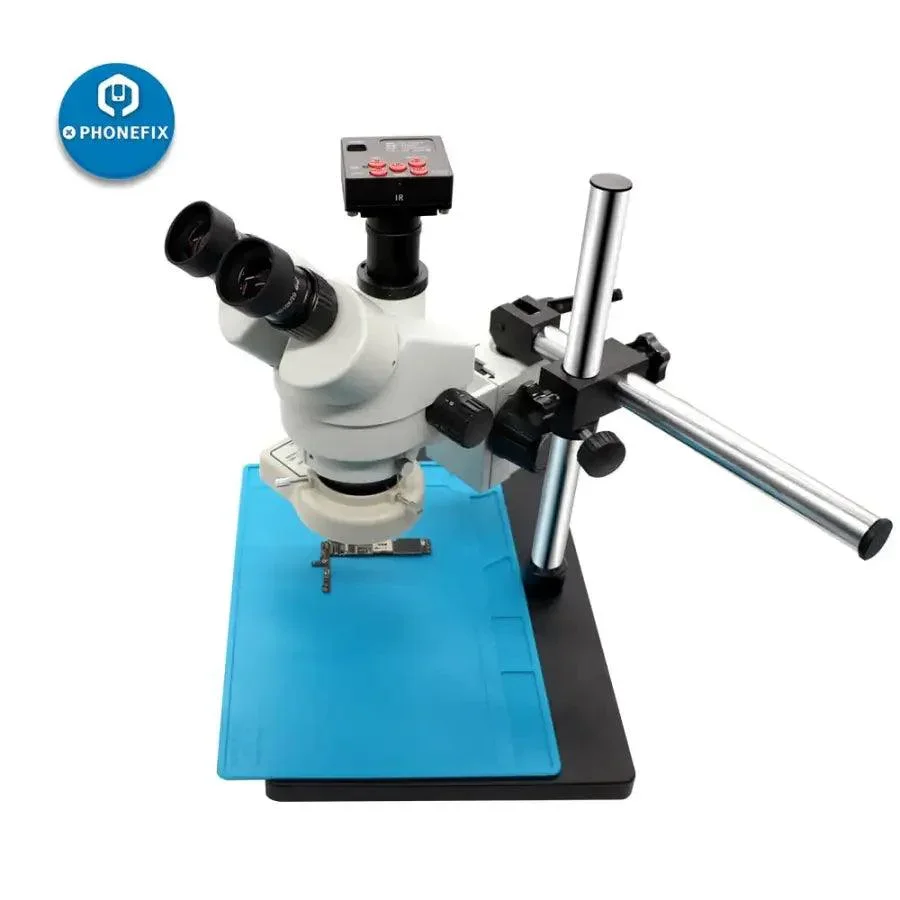 3.5-90X White Trinocular Stereo Microscope With Camera for Phone Soldering - Image 9