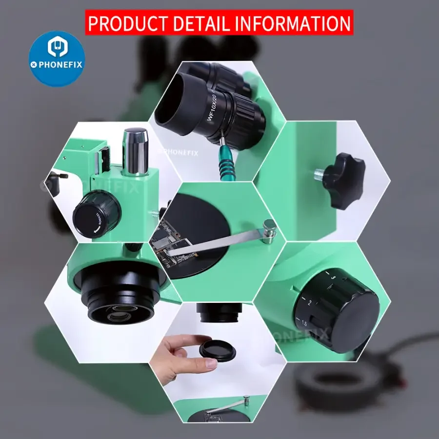 3.5X-180X Green Trinocular Stereo Zoom Microscope For Phone PCB Repair - Image 13
