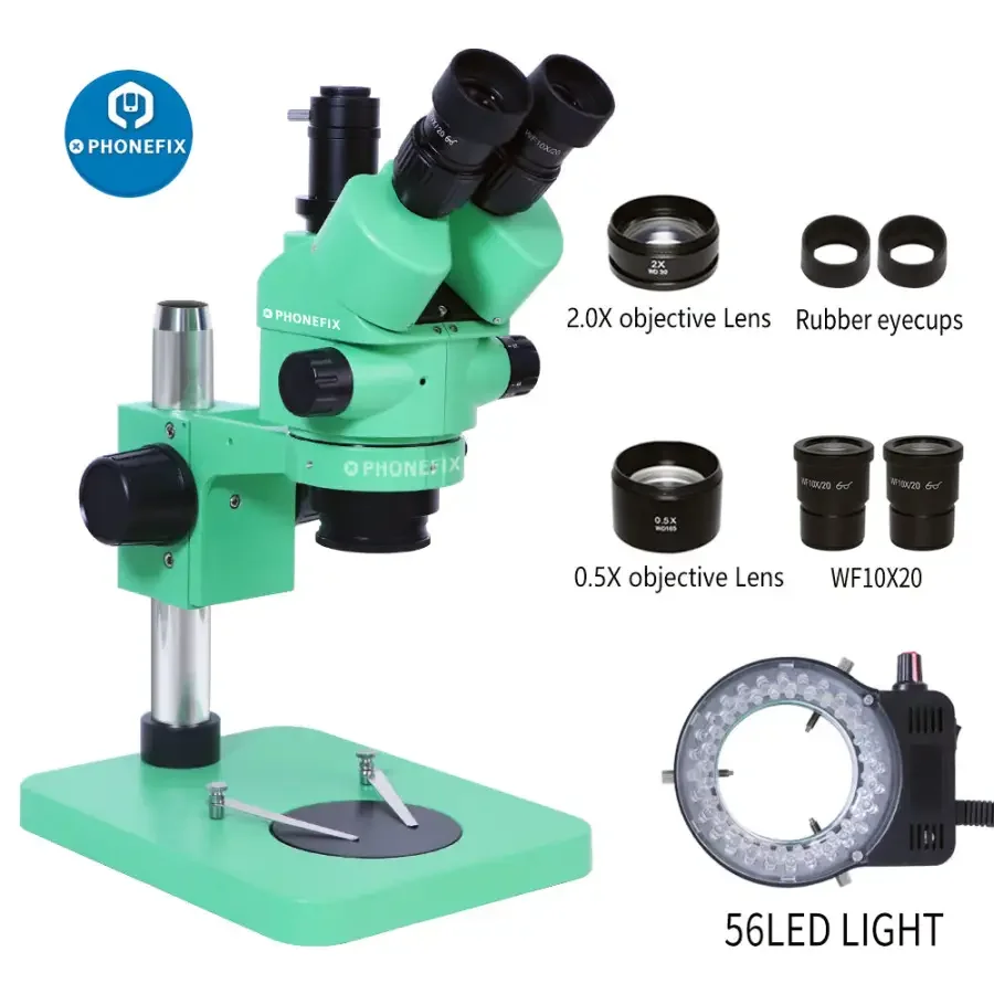 3.5X-180X Green Trinocular Stereo Zoom Microscope For Phone PCB Repair - Image 2