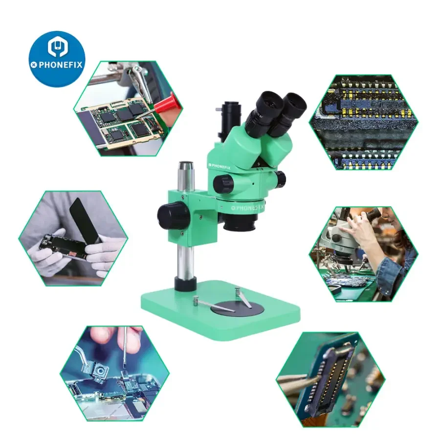 3.5X-180X Green Trinocular Stereo Zoom Microscope For Phone PCB Repair - Image 9