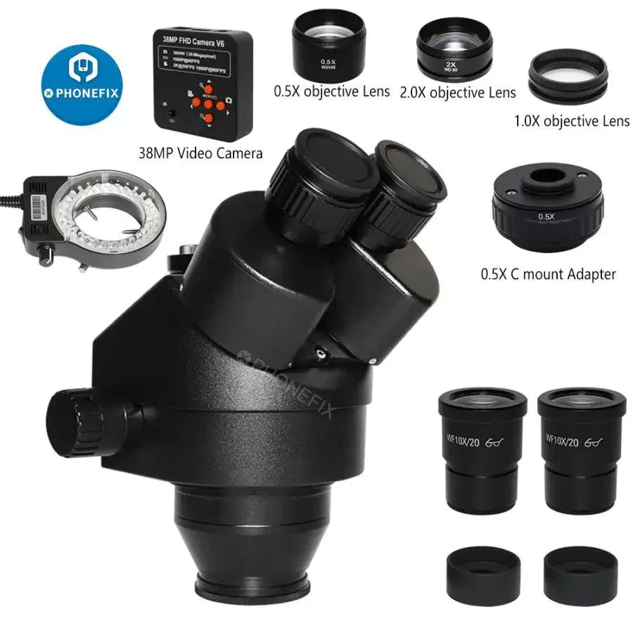 3.5X-90X Black Double Boom Stand Zoom Trinocular Stereo Microscope - Image 10