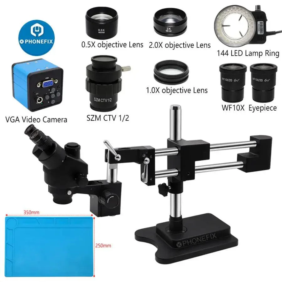 3.5X-90X Black Double Boom Stand Zoom Trinocular Stereo Microscope - Image 3
