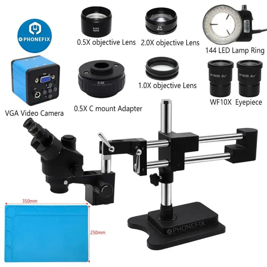 3.5X-90X Black Double Boom Stand Zoom Trinocular Stereo Microscope - Image 4