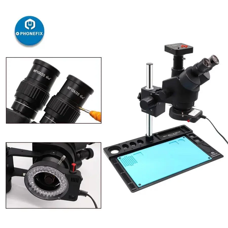 3.5X-90X Black Trinocular Stereo Microscope For Phone Motherboard Repair - Image 7