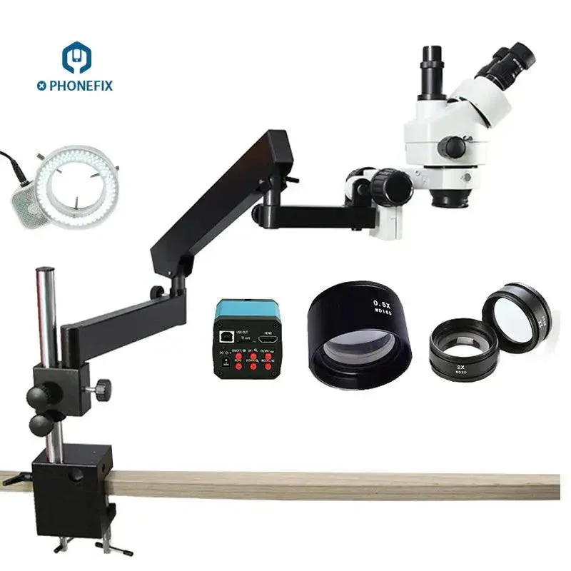 3.5X-90X Double Arm Trinocular Microscope with Industrial Camera - Image 4