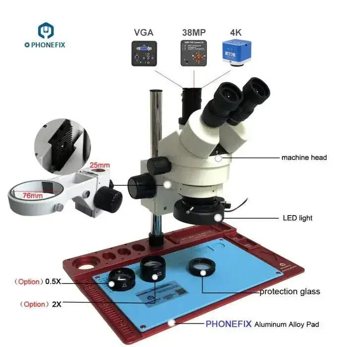 3.5X-90X Trinocular Microscope with aluminum alloy Soldering Pad - Image 3