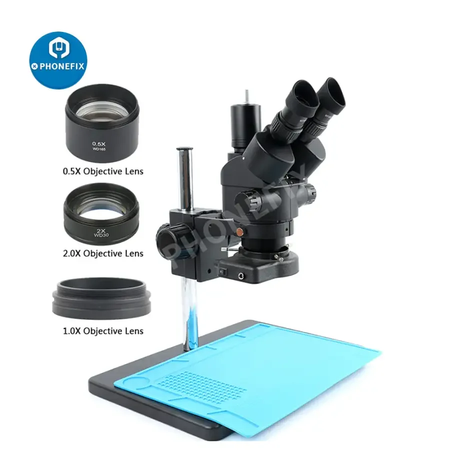 3.5X-90X Trinocular Stereo Microscope 144 LED Light+Mat For Soldering - Image 3