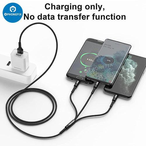 3 In 1 Apple Lightning Type-C Micro USB Phone Tablet Charging Cable - Image 2