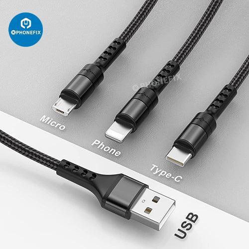 3 In 1 Apple Lightning Type-C Micro USB Phone Tablet Charging Cable - Image 4