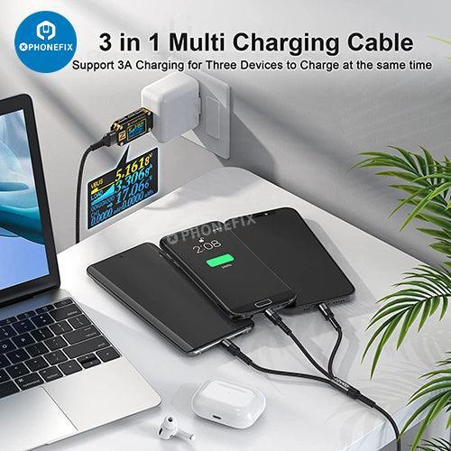 3 In 1 Apple Lightning Type-C Micro USB Phone Tablet Charging Cable - Image 6
