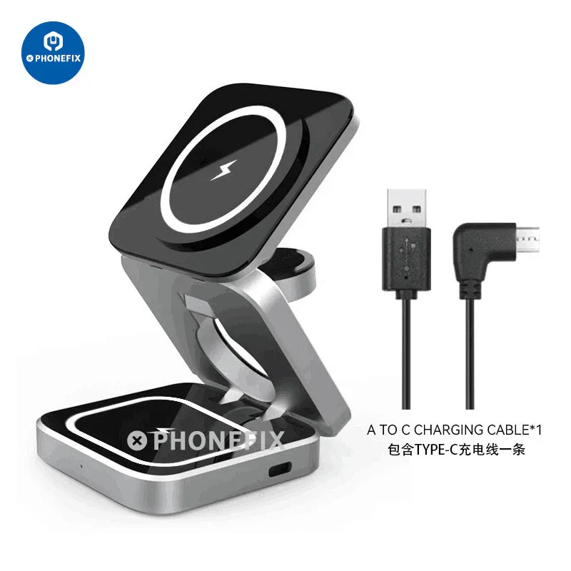 3 in 1 Foldable Magnetic Wireless Charger Fast Charging Station - Image 3