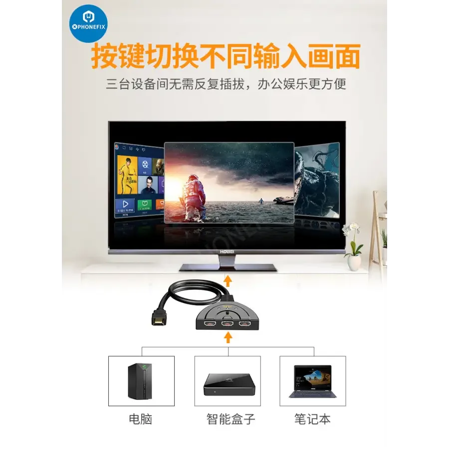 3 in 1 Out HDMI Multi Display Auto Switcher with 0.4M HDMI Cable - Image 11