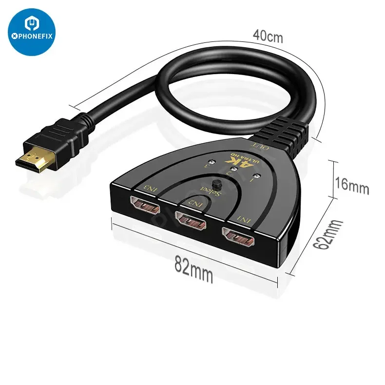 3 in 1 Out HDMI Multi Display Auto Switcher with 0.4M HDMI Cable - Image 9