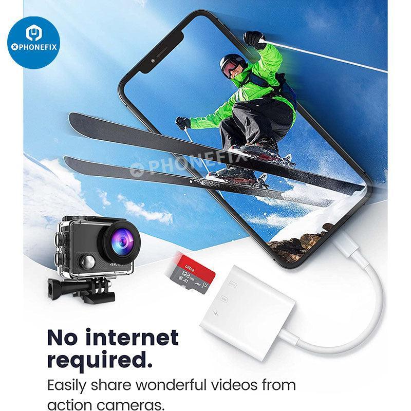3 in 1 SD MicroSD Card Cameras Reader for iPad iPhone USB Adapter - Image 7