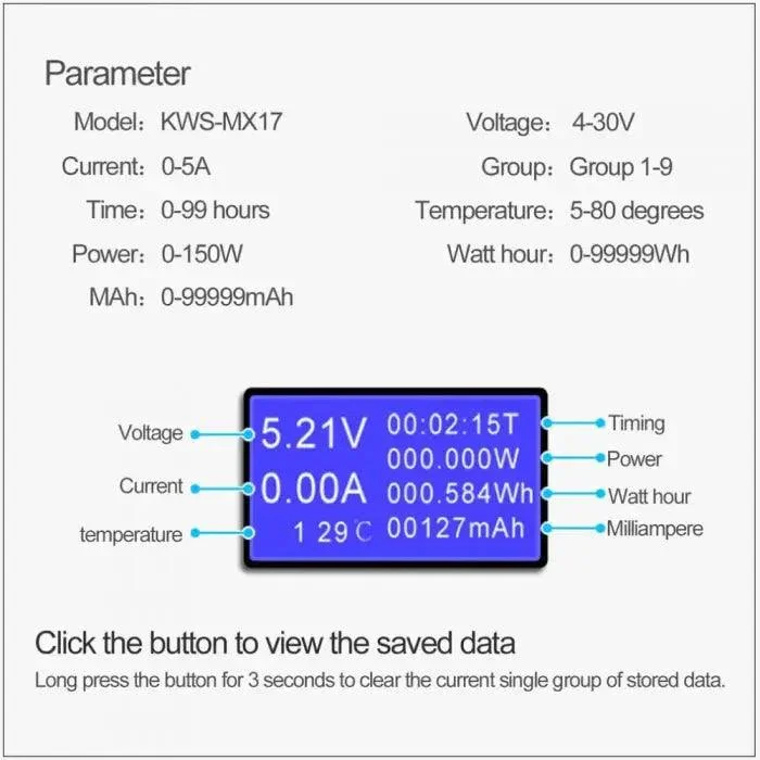 3 in 1 USB Tester Current Voltage Digital Charger Capacity Detector - Image 3