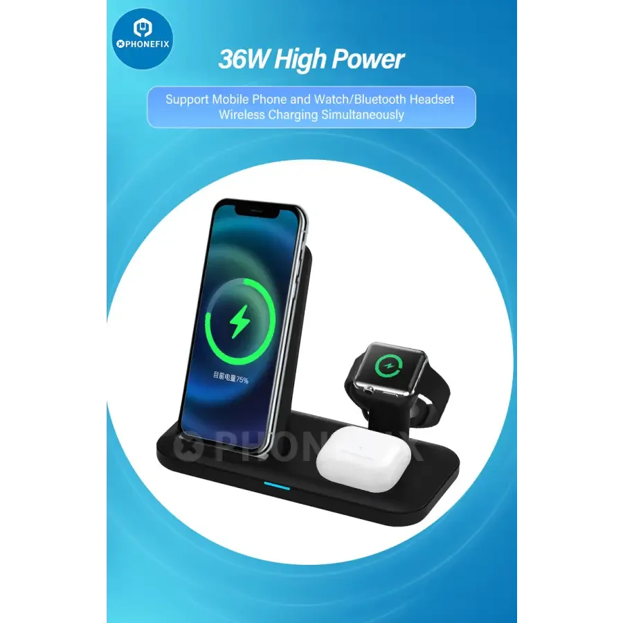 3 in 1 Wireless Charging Station Fast Charger for Phone iWatch AirPods - Image 3