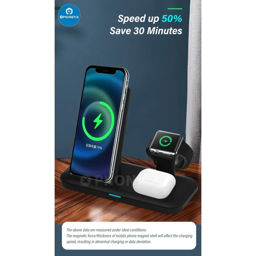 3 in 1 Wireless Charging Station Fast Charger for Phone iWatch AirPods - Image 4