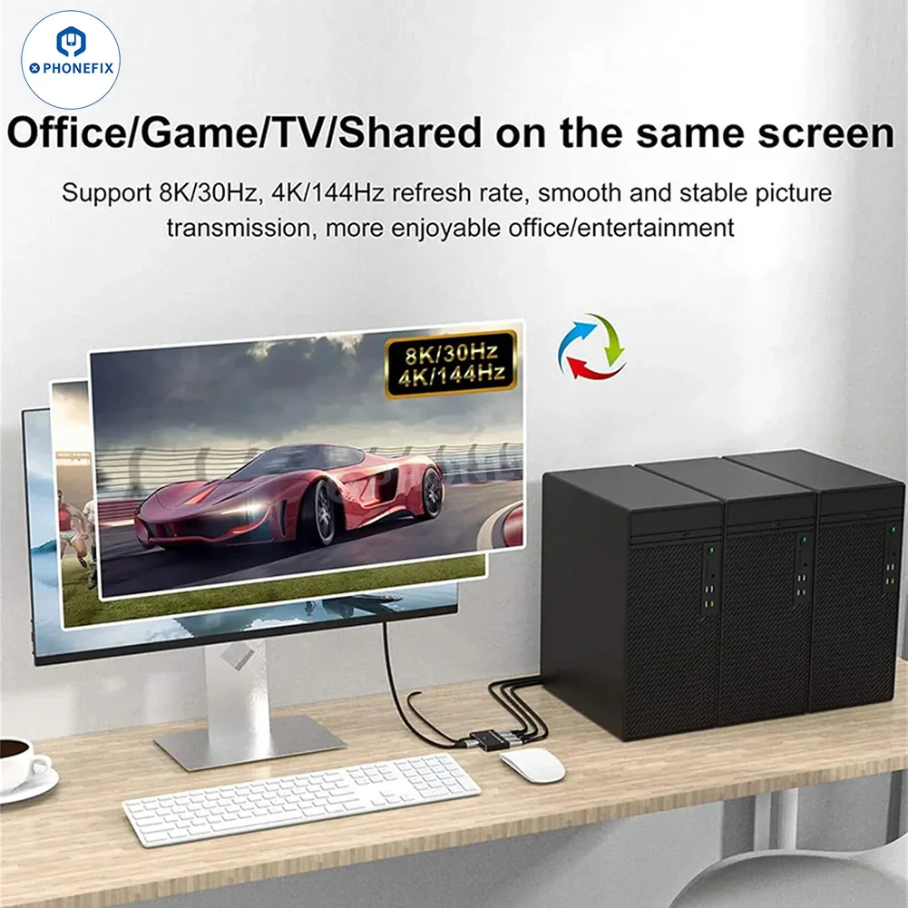 3-Port 8K DP Bi-Directional Switch 30Hz HD DP1.4 Video Converter - Image 2