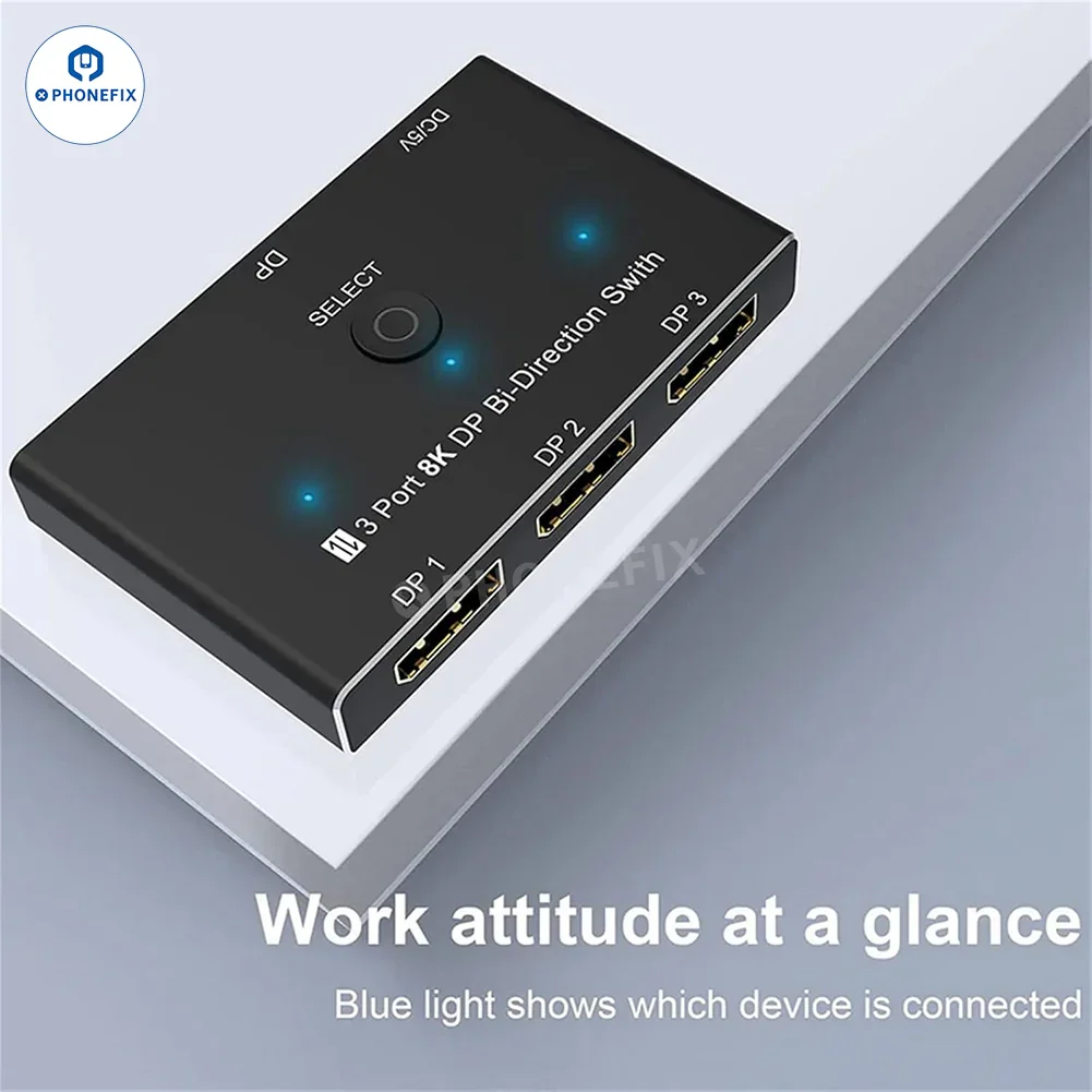 3-Port 8K DP Bi-Directional Switch 30Hz HD DP1.4 Video Converter - Image 5