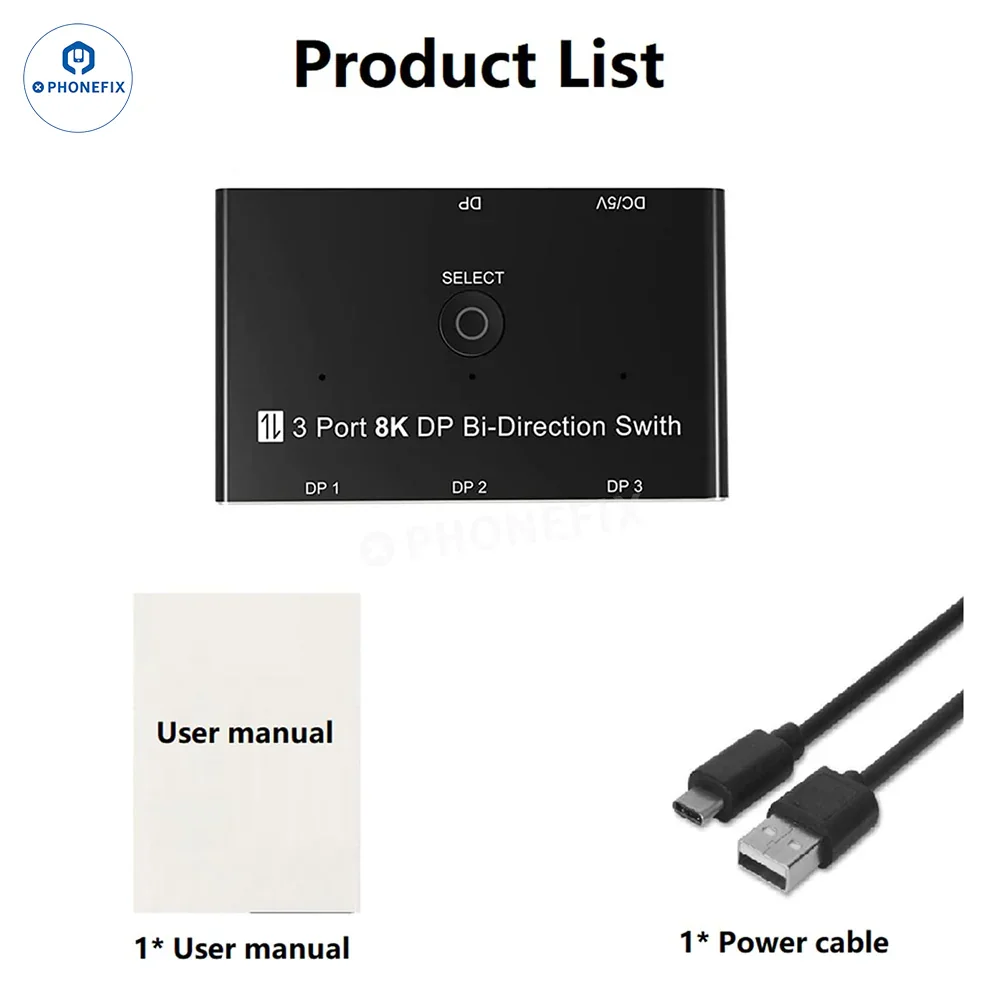 3-Port 8K DP Bi-Directional Switch 30Hz HD DP1.4 Video Converter - Image 9