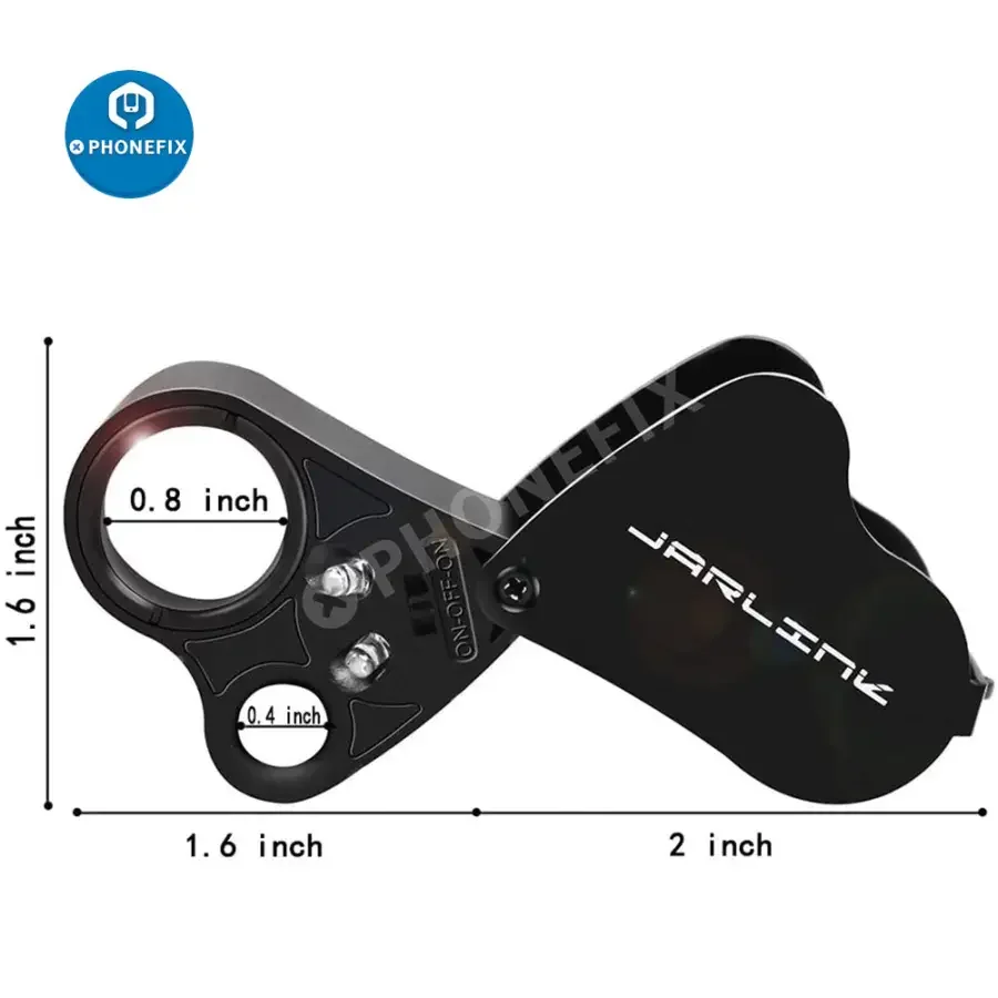 30X-60X Foldable Jewelry Magnifier With LED Light Repair Assist Tool - Image 2