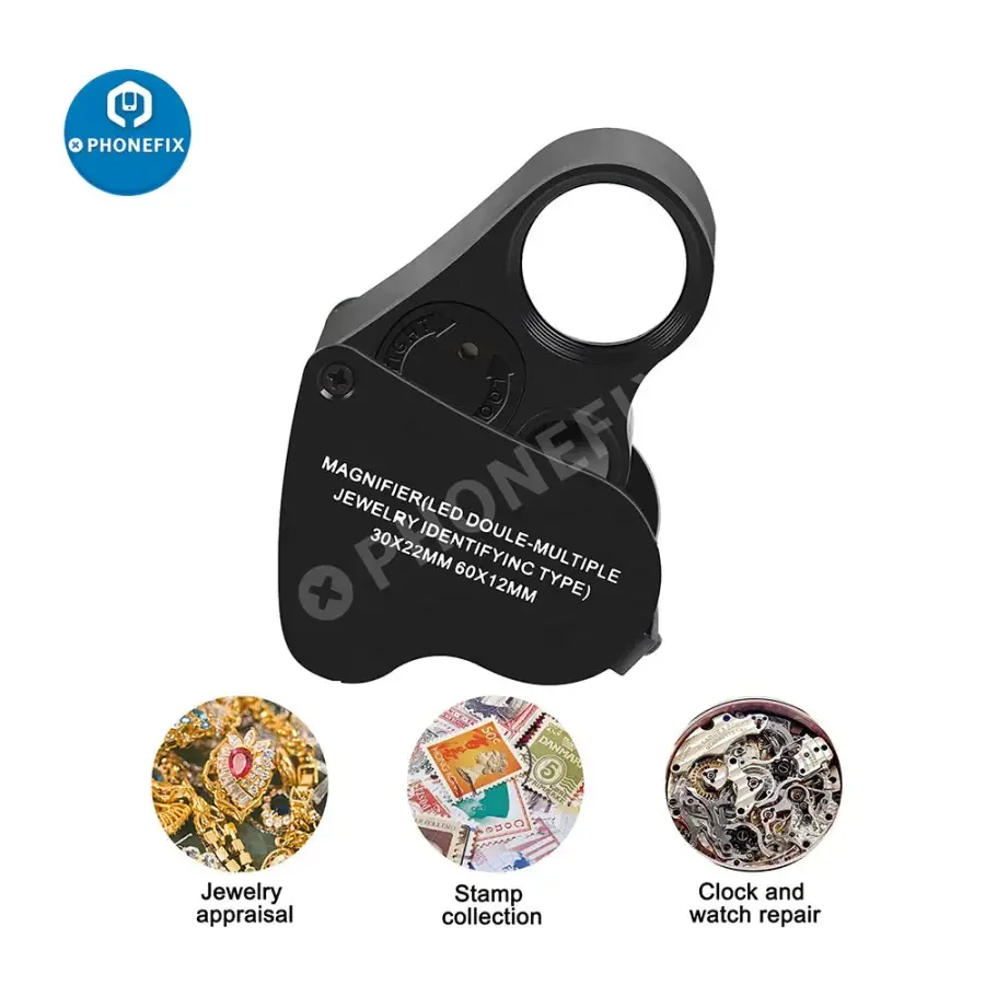 30X-60X Foldable Jewelry Magnifier With LED Light Repair Assist Tool - Image 5