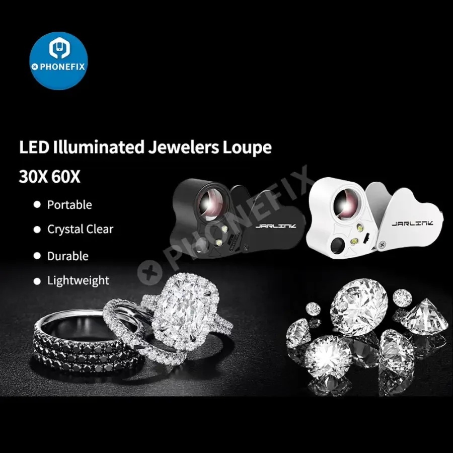 30X-60X Foldable Jewelry Magnifier With LED Light Repair Assist Tool - Image 6