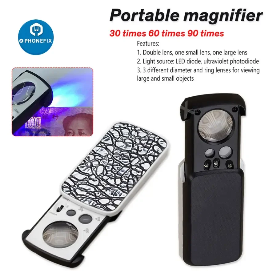 30X-60X Multi-function Portable Hand Magnifying Glass Jewelry Loupe - Image 4