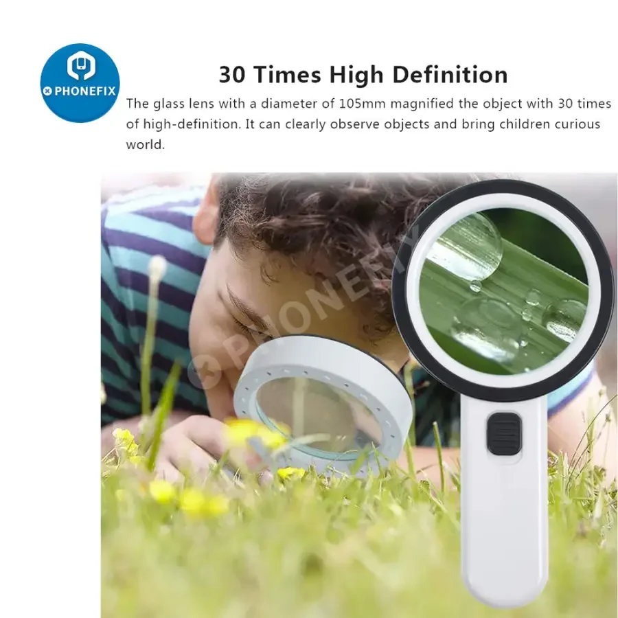 30X Handheld Magnifier With Light For Soldering/ Inspection Jewelry/Seniors Reading - Image 5