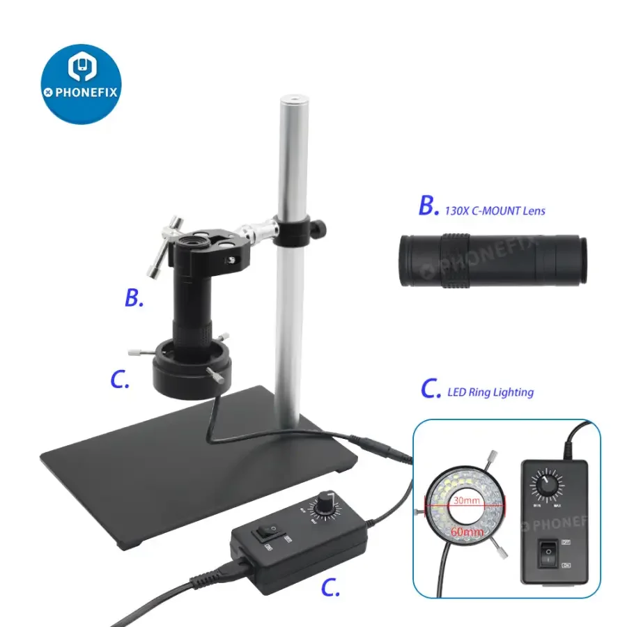360° Rotatable Microscope Set Industrial Camera with 130X Lens Super Clamp - Image 4