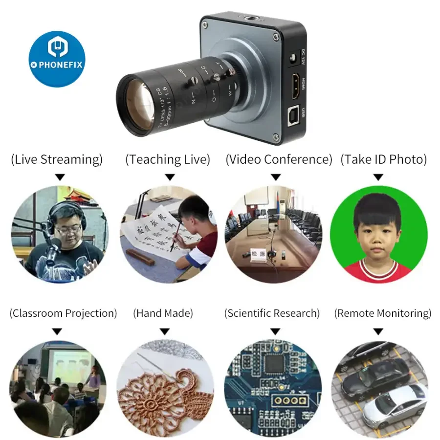 38MP HDMI 60FPS Industry Camera 6-60mm F1.6 Lens Live Digital Camera - Image 8