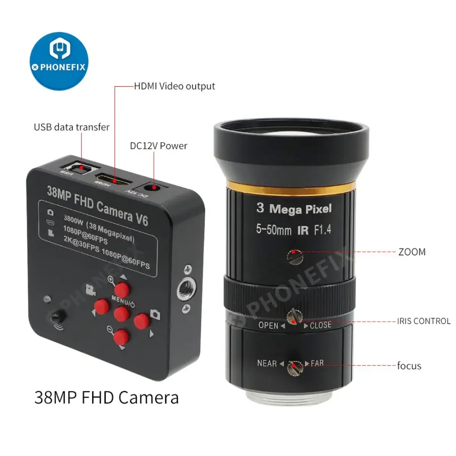 38MP HDMI USB 60FPS Camera 5.0-50mm F1.4 Lens Industry Live Camera - Image 2