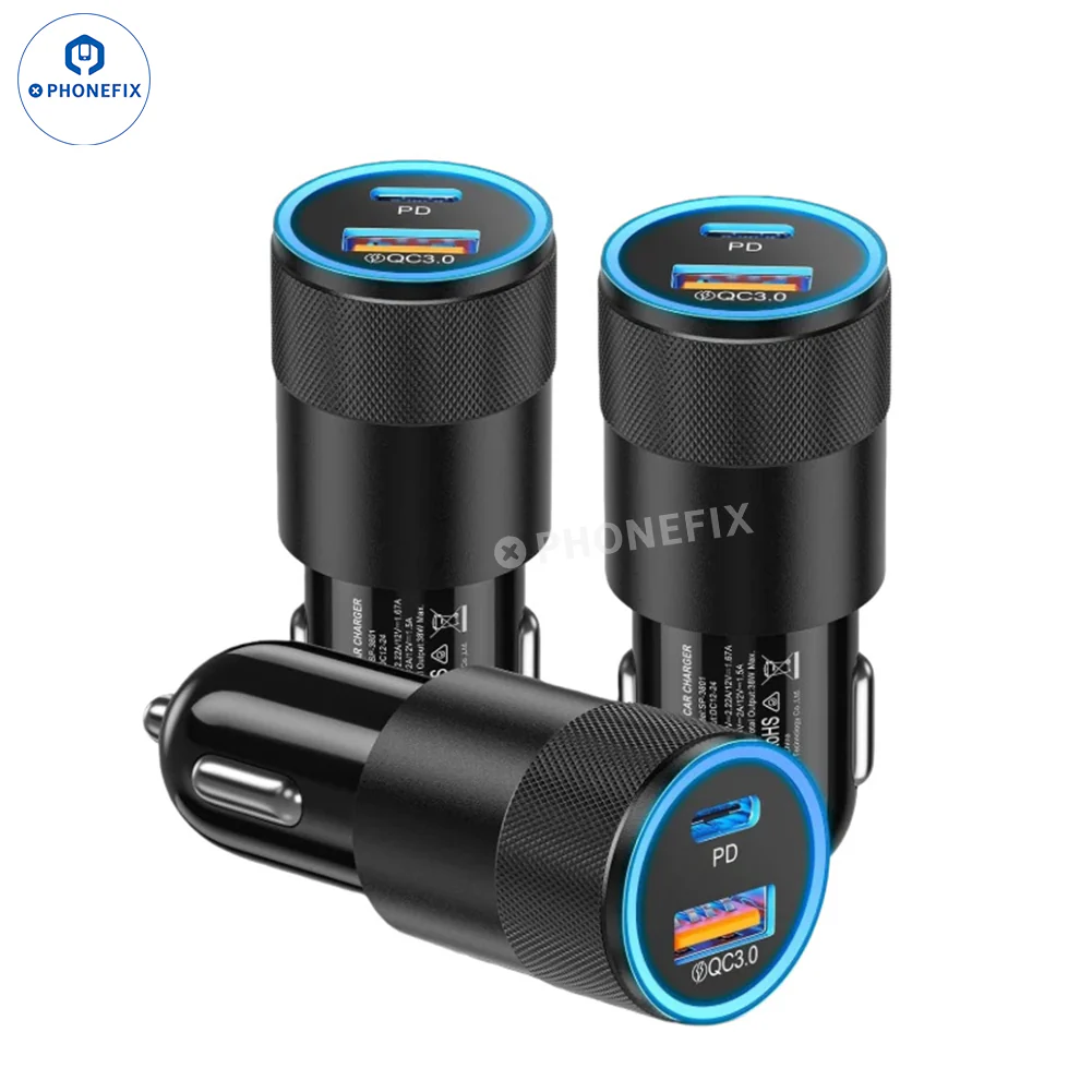 38W QC3.0 Car Charger with Carplay Cable for Mobile Phone - Image 2