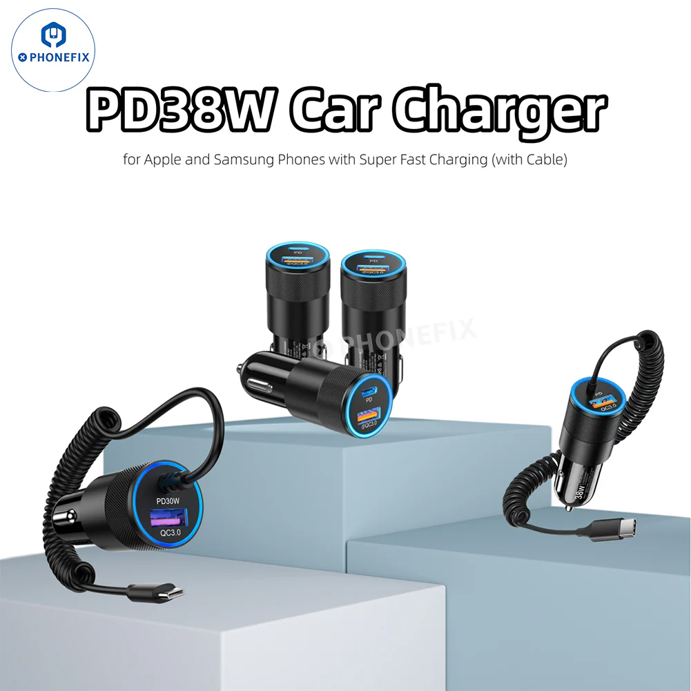 38W QC3.0 Car Charger with Carplay Cable for Mobile Phone - Image 4