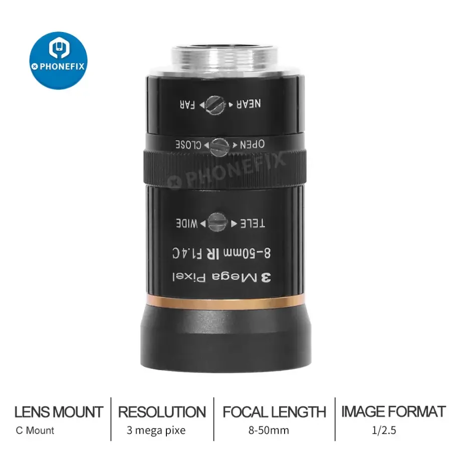 3MP 8-50mm 1/2.5″ F1.4 C Mount Lens for CCTV Industrial Camera - Image 6