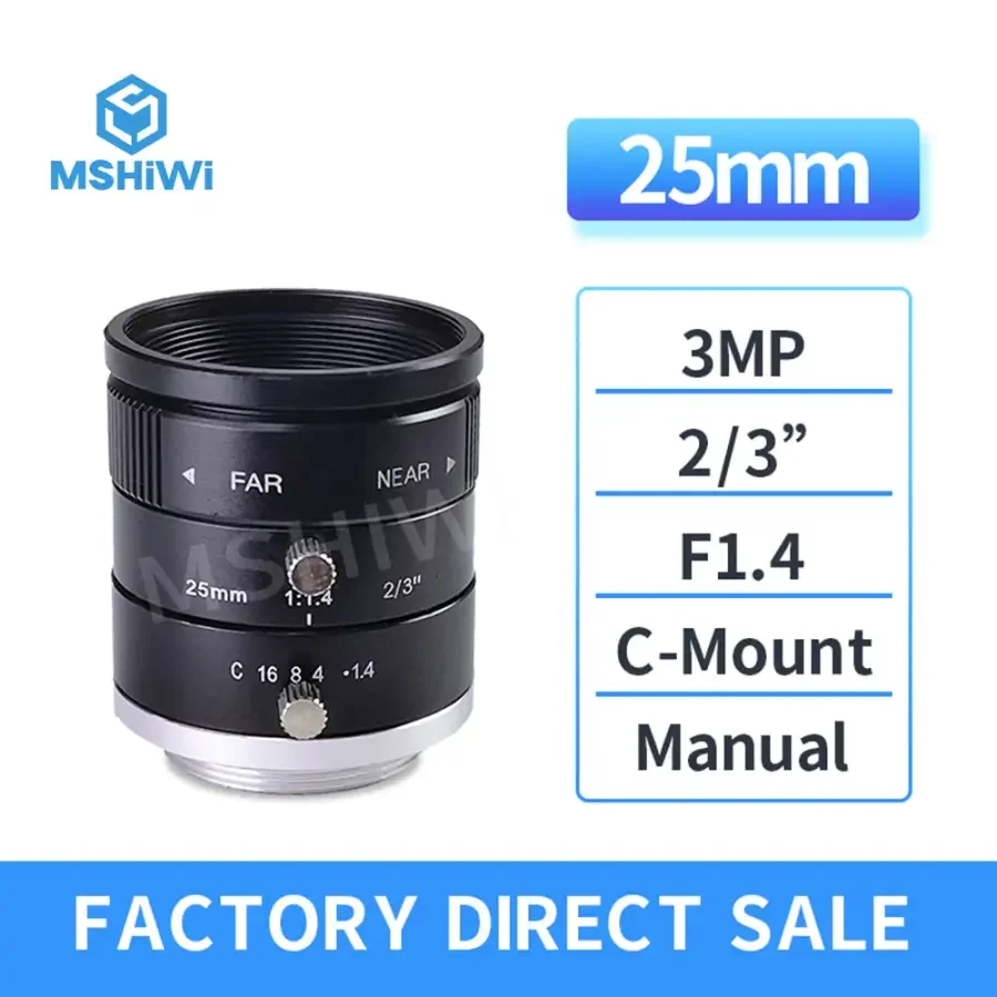3MP C-mount 16mm-35mm Prime Lens 2/3" F1.4 Manual Iris Industrial Lens - Image 12